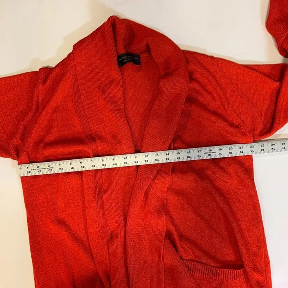 Donna Karan Women's Open Front Wool/Silk Blend Drape Cardigan Size M - Picture 9 of 11